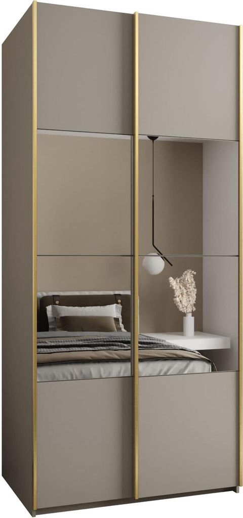 MEBLE KRYSPOL LUX 4 Schrank - 245,5x110x64cm - Kaschmir, Kaschmir, Gold