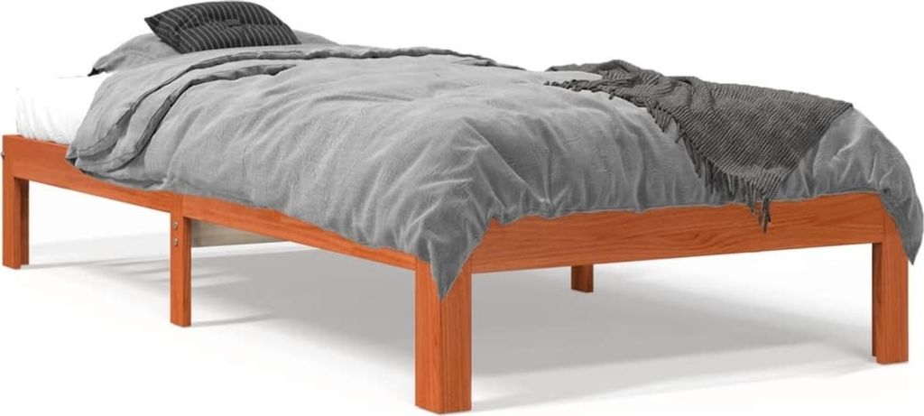 Design Massivholzbett Wachsbraun 90x190 cm Kiefer, Klassische Betten 2024 Neu