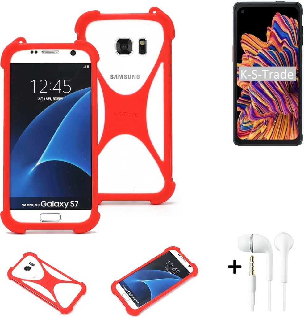 Handy-hülle + Kopfhörer kompatibel mit Samsung Galaxy XCover Pro Schutz-hülle Bumper Silikon Schutz Hülle Cover Case Silikoncase Silikonbumper TPU