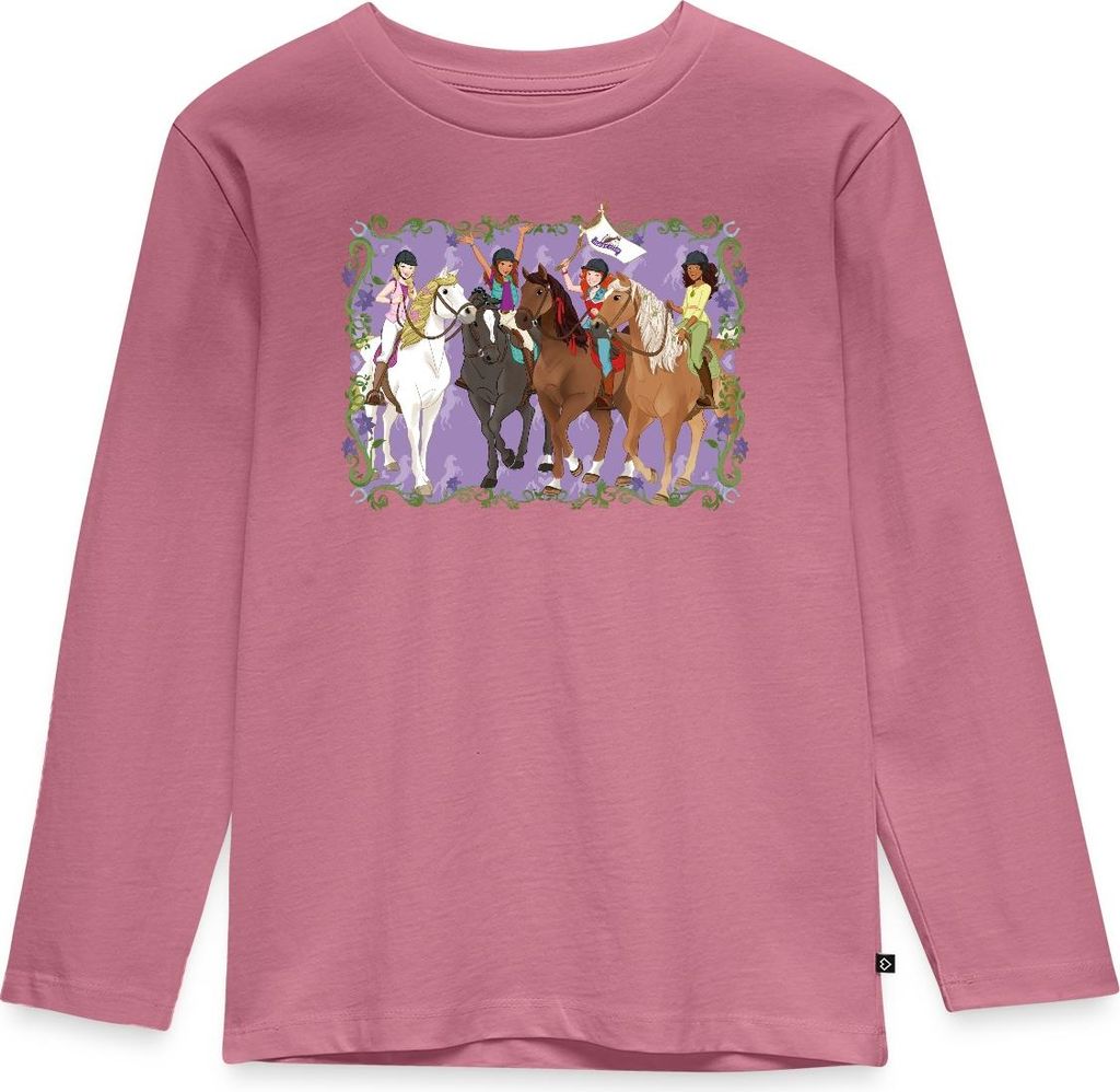 Spreadshirt Schleich Horse Club Lisa Sarah Sofia Hannah reiten Kinder Premium Langarmshirt, 98/104 (2 Jahre), Mauve