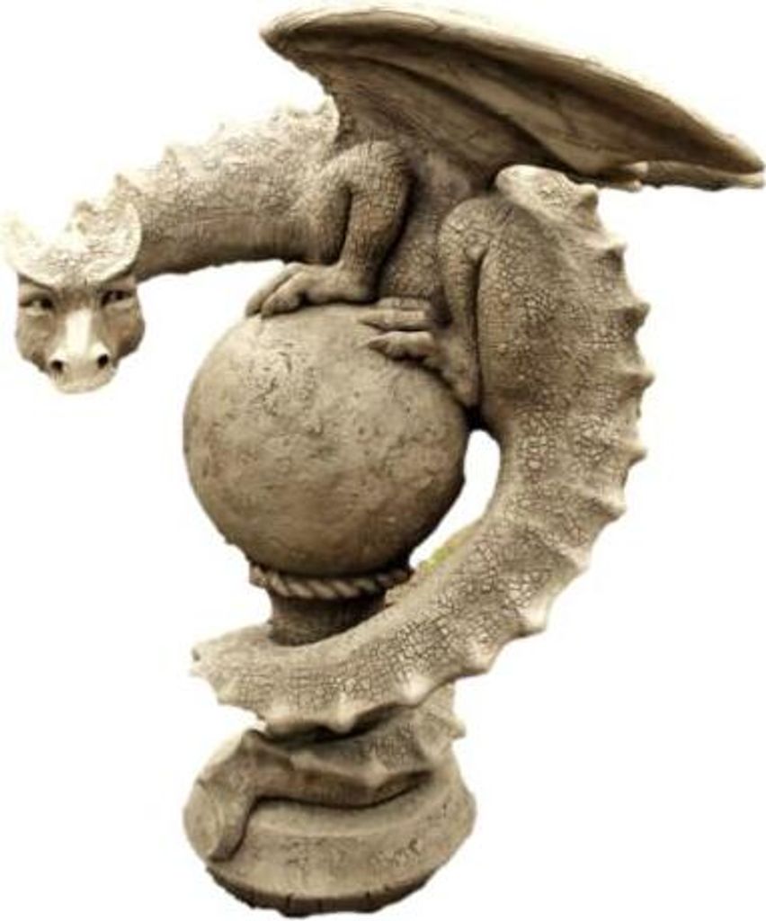 Schöner Drache Asgorath aus Steinguss perfekt für den Garten die Terrasse oder den Vorgarten ist Frostfest Witterungsbeständig und Neu 80cm H, P...