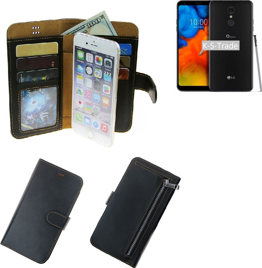 K-S-Trade Schutz Hülle kompatibel mit LG Electronics Q Stylus Klapphülle Case Phone cover Slim Handytasche Handy Hülle schwarz aus Kunstleder (1