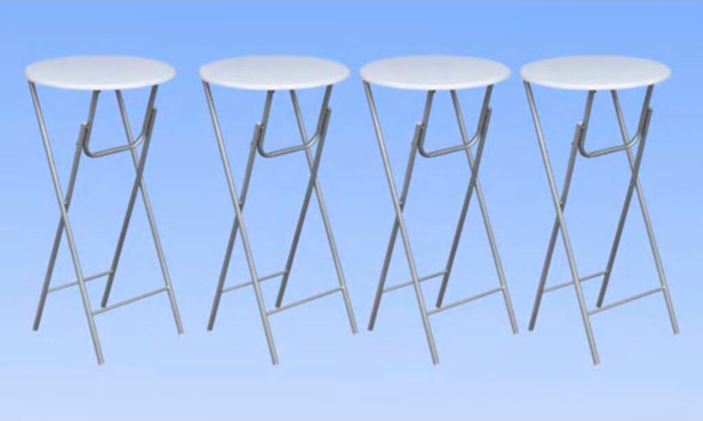 vidaXL Tables hautes 4 pièces avec plateau MDF blanc Image du produit 