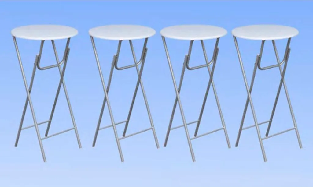 Tables de Bar Blanches avec Plateau MDF Lot de 4 vidaXL Design Robuste