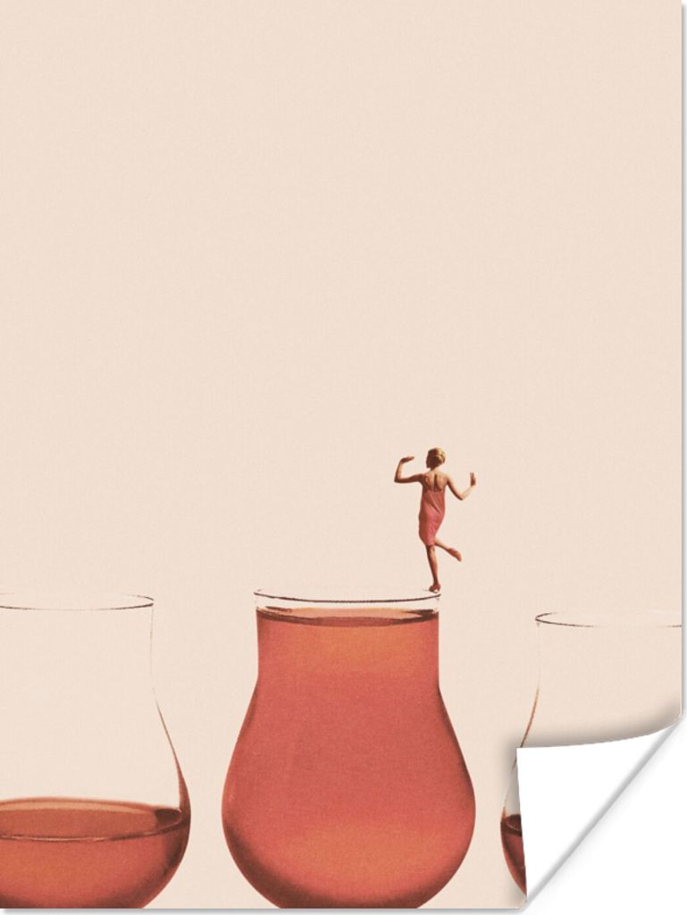 MuchoWow Poster Frau - Wein - Jahrgang 30x40 cm - Wandplakat - Poster Kinderzimmer