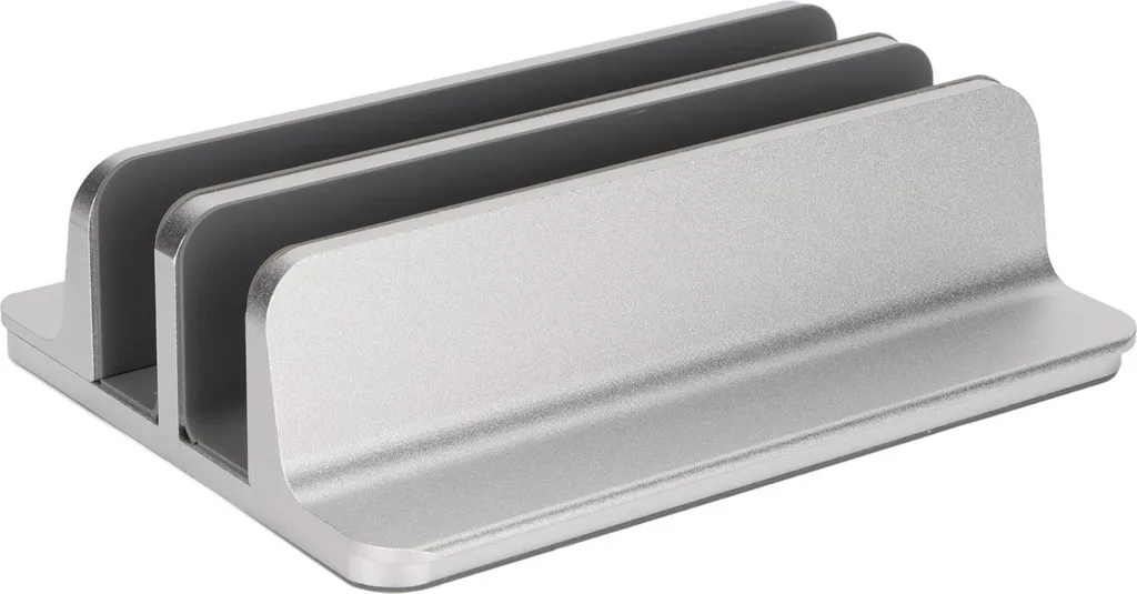 Support Vertical PC Portable 2 Slots en Alliage Aluminium Argent Réglable