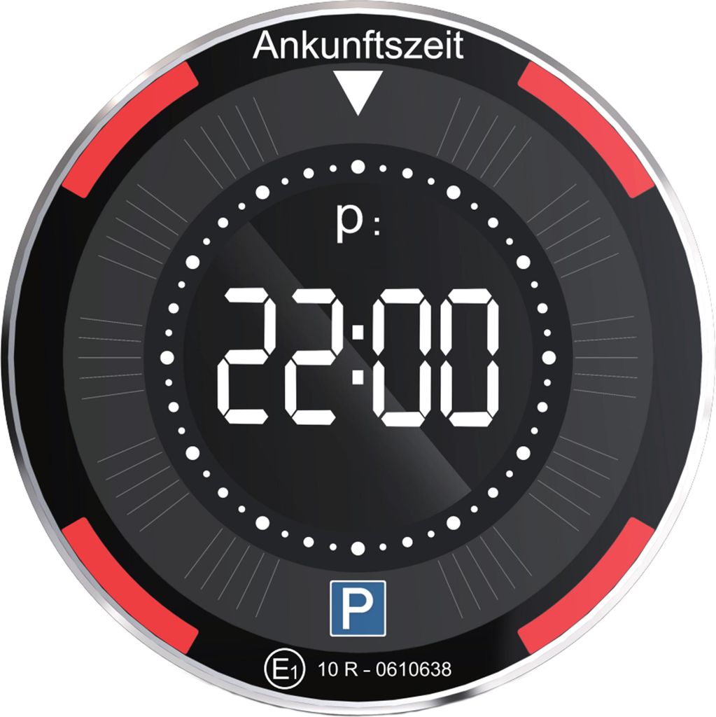 Miraval Digitale Solar-Parkscheibe – Automatische Parkzeiterkennung, KBA-zugelassen, Solar- & Batteriebetrieb, Vibrationssensor, beleuchtetes Dis...