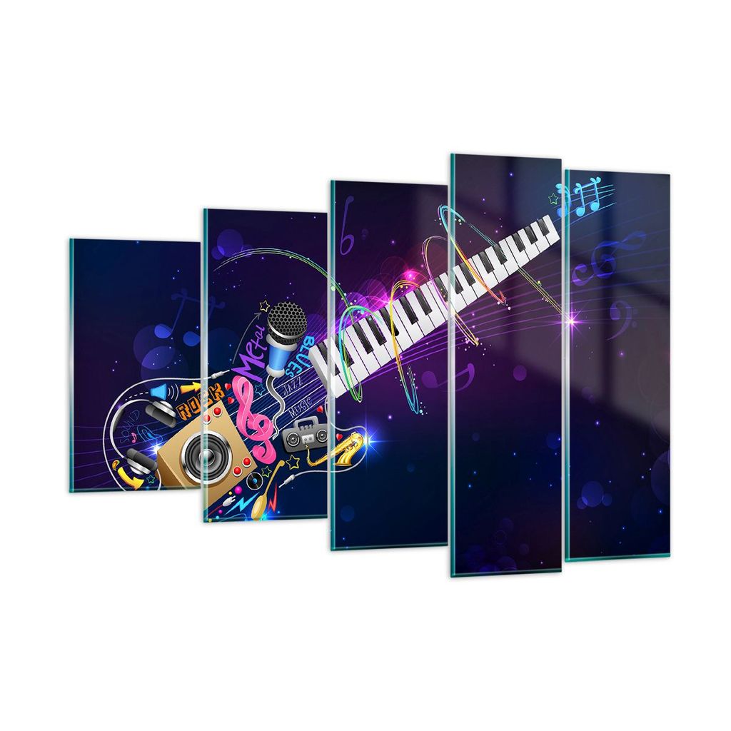 Bilder auf glas - Gitarre Instrument Musik Notiz - 150x100cm - Glasbilder - Wandbilder - Kunstdruck - zum Aufhängen bereit - Wanddekoration aus Gl...
