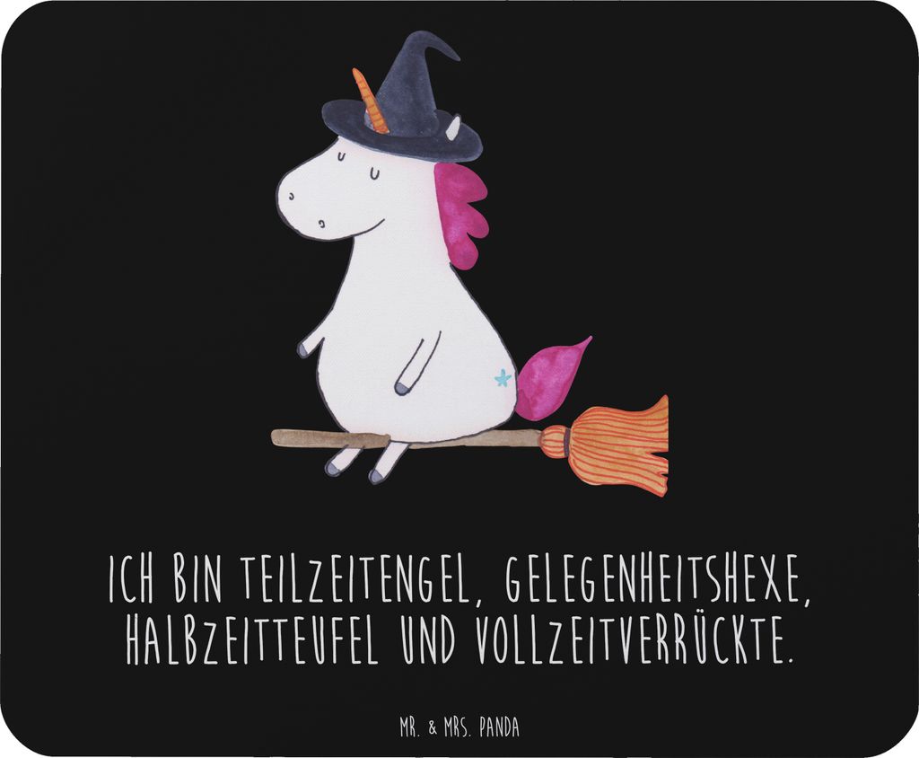 Mr. & Mrs. Panda Mousepad Einhorn Hexe - Schwarz - Geschenk, Unicorn, mousematte, laptop mauspad, mausteppich, Mouse Pad, Leben, Frau, Ehefrau, Teufel