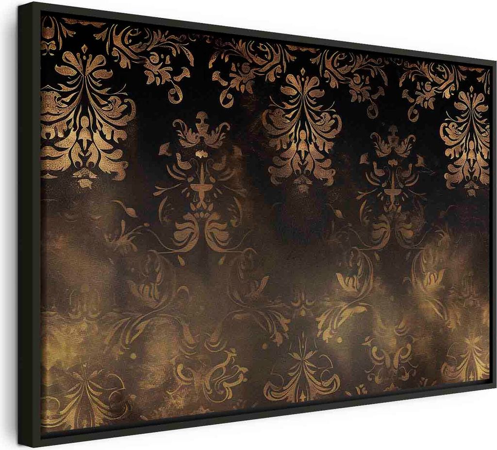 Italienischer Leinwand Leinwandbild - Baroque Ornaments in Patinated Gold and Browns: Retro Motif 60x40 cm Muster f-H-10017-b-a
