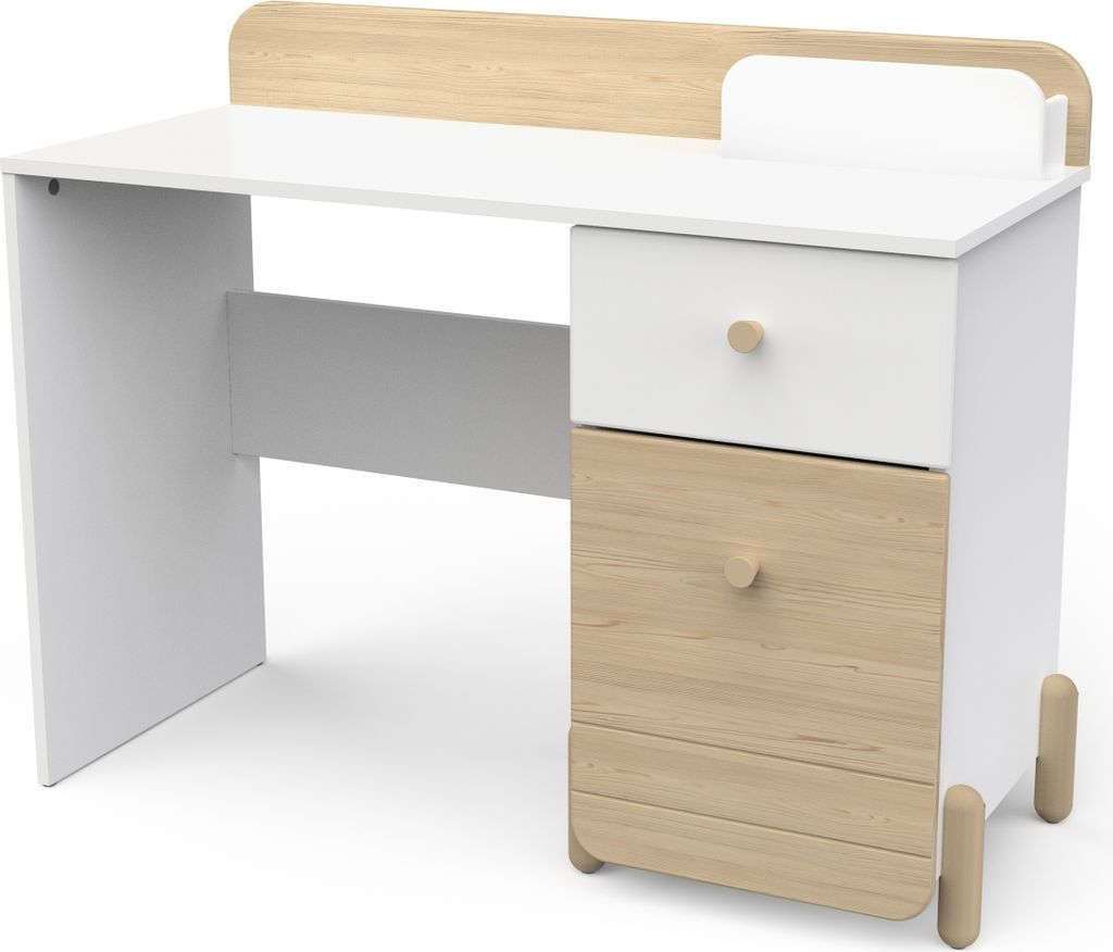 Schreibtisch >EDAJ< in weiß - 103,4x80,1x43,5cm (BxHxT)