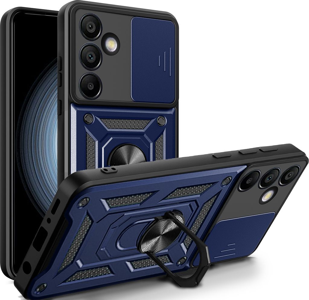 Outdoor Panzer Hülle für Samsung Galaxy S24 FE mit Kameraschutz Ringhalter Bumper in Blau