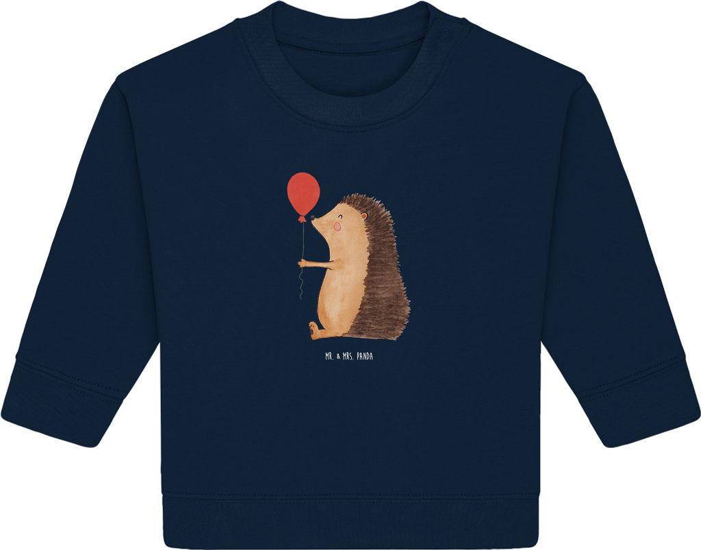 Mr. & Mrs. Panda Organic Baby Pullover Igel Luftballon 6. - 12. Monat - French Navy - Geschenk, Geburtstagskind, Geburtstag, Lustige Sprüche, Happ...