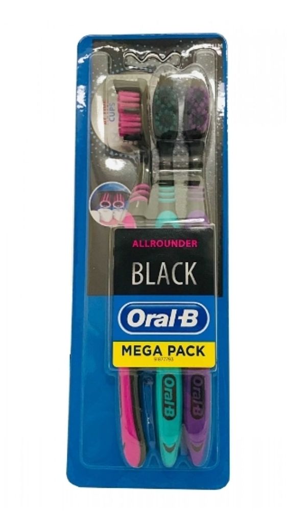 Oral-B Allrounder Zahnbürste, schwarz, 3 Stück
