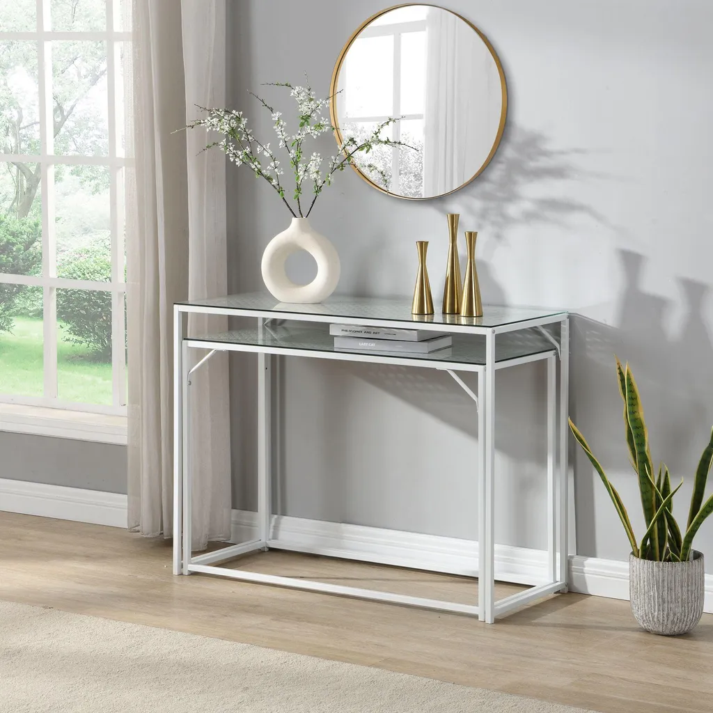 Petite table basse métal et verre blanche : solution idéale gain de place