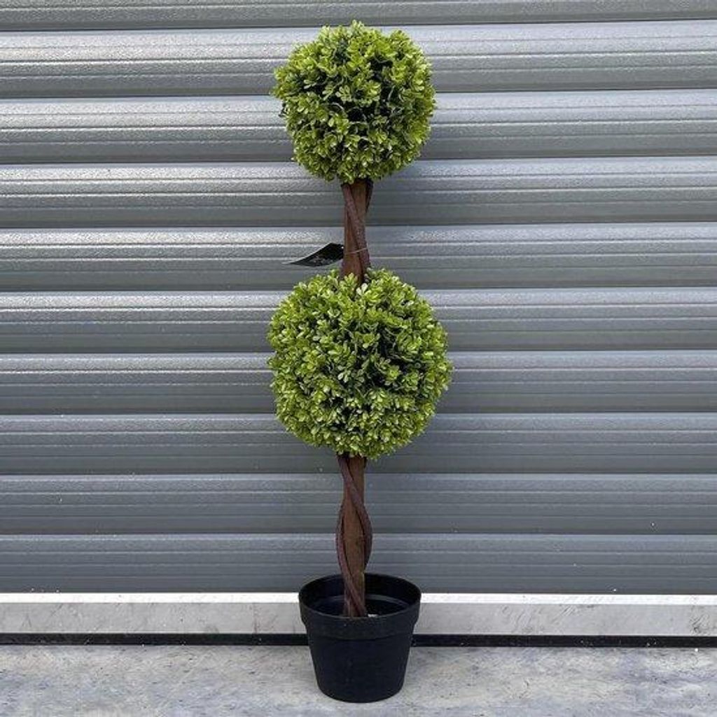 Buxus-Doppelbal für Eingangsbereich - Echt Holz - 90 cm - Grün