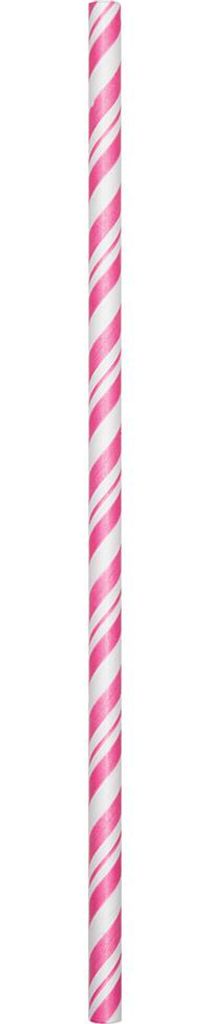 24er Pack stabile Papier-Trinkhalme in Pink-Weiß für Kinderpartys