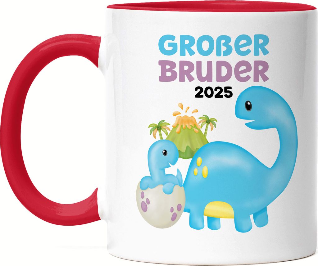Großer Bruder 2025 Tasse Rot Baby Neugeborenes Geschwister Familie Liebe Geburt Kleinkind Stolz Geborgenheit