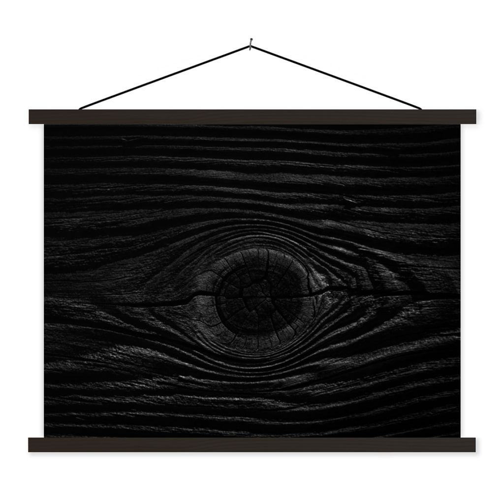 MuchoWow Textilposter Holz - Schwarz - Weiß - Design - Strukturen 150x113 cm mit schwarzem Rahmen - Wohnzimmer