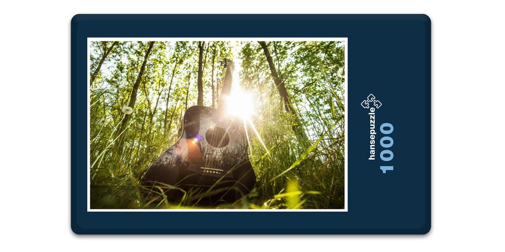 hansepuzzle 15387 - Gitarre im Wald Puzzle, 1000 Teile, Musik, 60,0 x 46,0cm mit hochwertiger Aufbewahrung, Kartonbox & Beutel