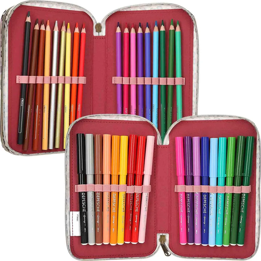 Trousse à crayons TOPModel 3 compartiments grande capacité pour fille - 5