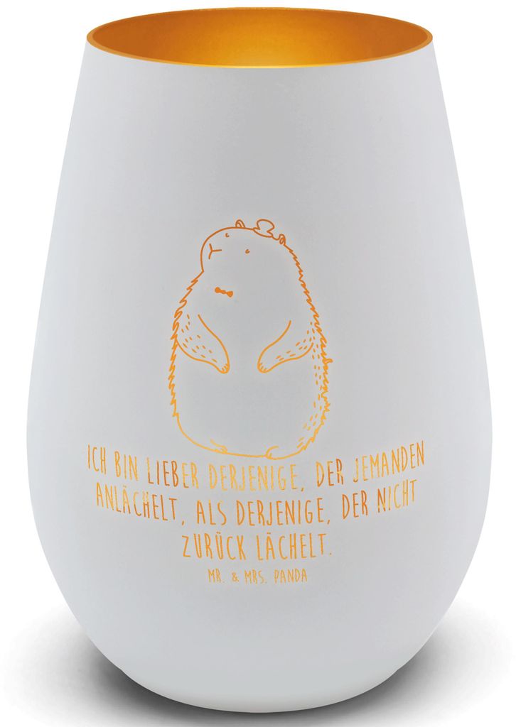 Mr. & Mrs. Panda Laterne Murmeltier - Weiß - Geschenk, Teelichthalter Glas, Respekt, Lustige Sprüche, Anstand, Fröhlichkeit, Kerzenglas, Kerzenh...