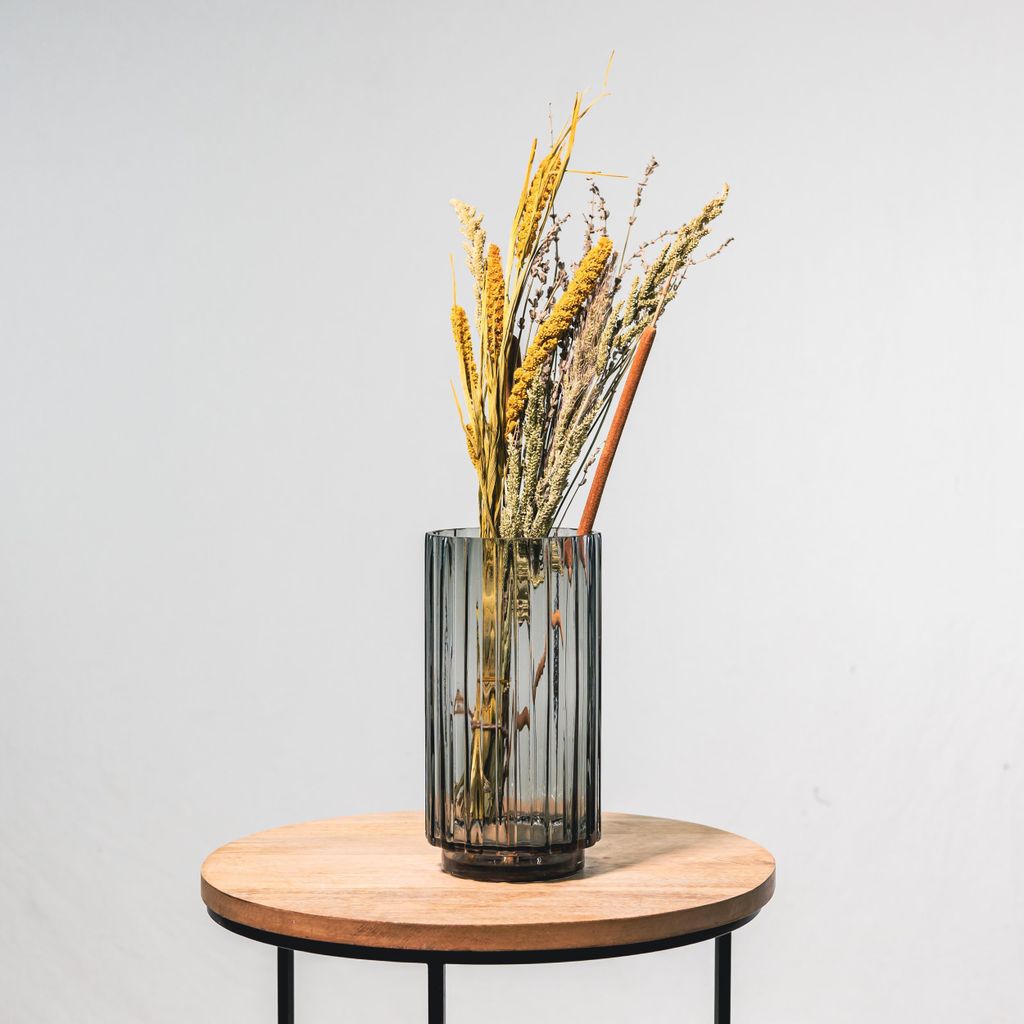 Design Blumenvase aus Glas Mia Ø 12 x 24cm - smoke Tisch-Deko Kristallglas Glasvase