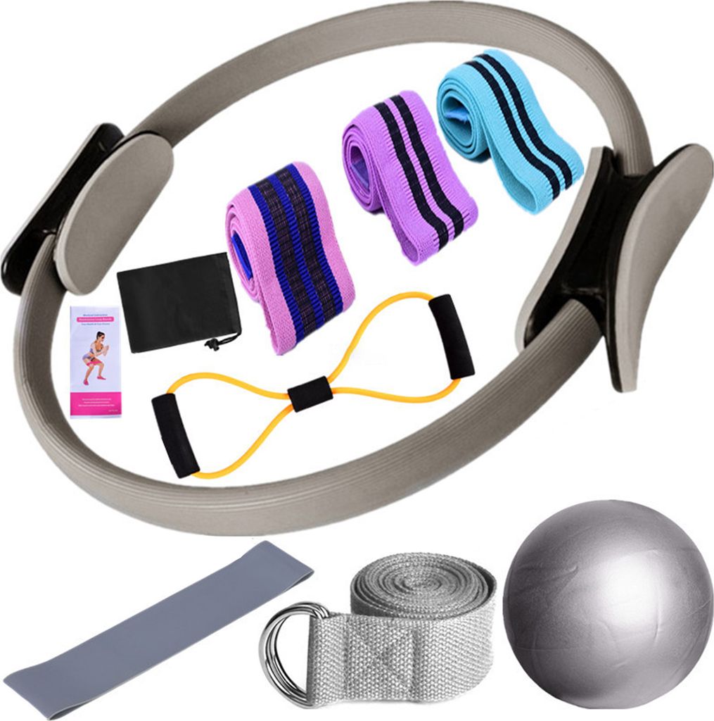 11-teiliges Yoga-Fitness-Kit mit Pilates-Ring, Yoga-Ball, Glute-Booty-Band, Figur 8, Widerstandsband, Dehnungsgürtel, Heim-Fitnessstudio-Fitnessge...