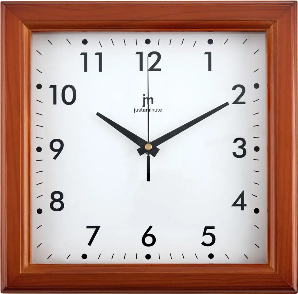 Pendule murale carrée en noyer véritable Lowell 30cm mouvement mécanique