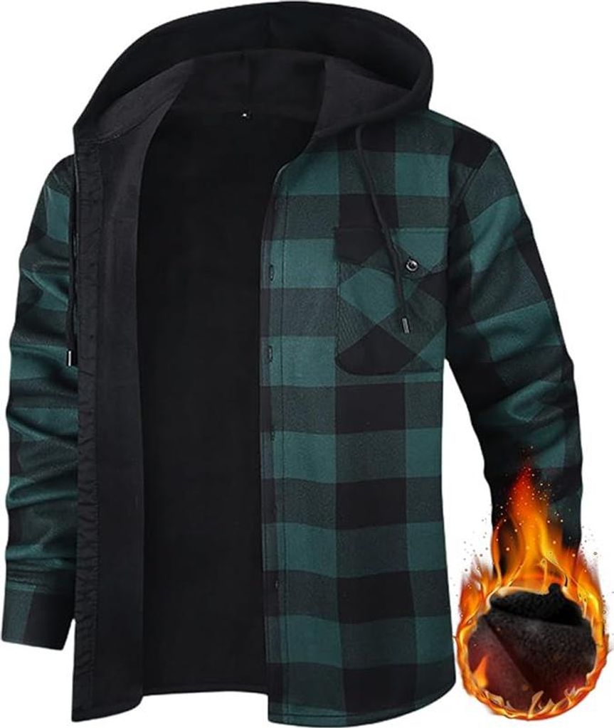 Camicia da uomo in flanella con cappuccio - Foderata, Immagine del prodotto 
