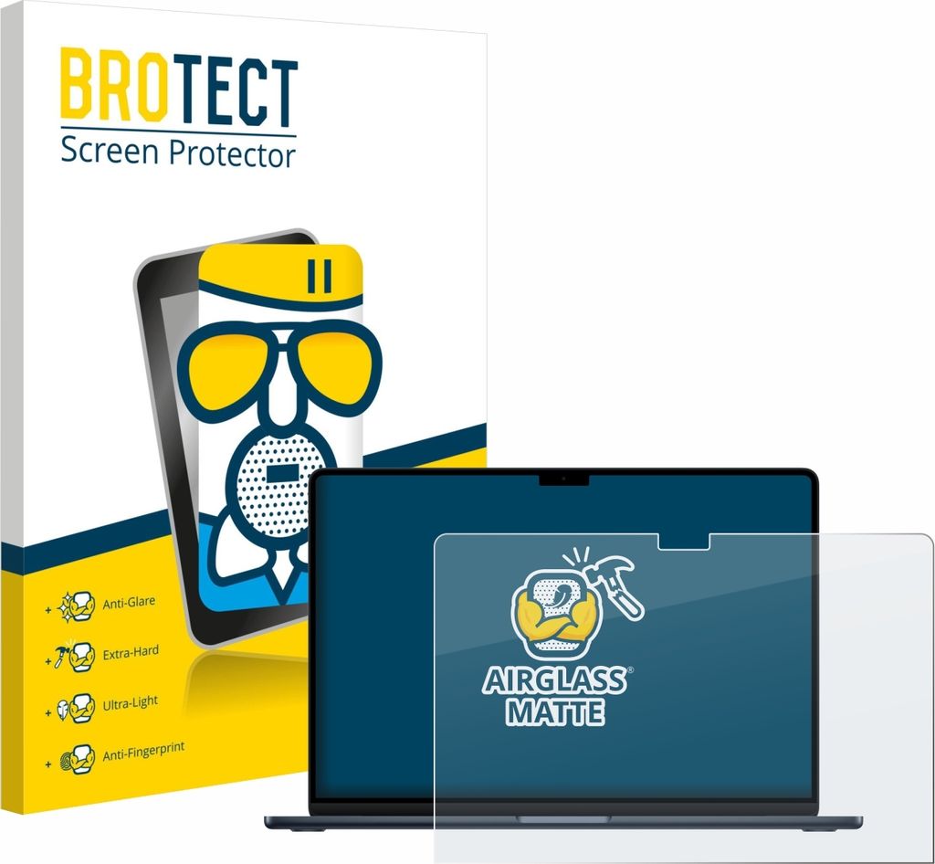 BROTECT Entspiegelungs Schutzglas für Apple MacBook Air 15" M4 2025 Schutzfolie Panzer Folie Glas Display Schutz matt