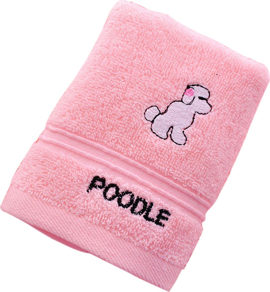 Cartoon Welpe Pudel Tier Baumwolle Superweiches Wasser absorbierende Kinder Badetücher-Rosa