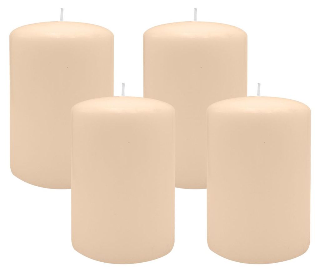 Flachkopf-Stumpenkerzen Champagner 120 x Ø 60 mm, 4 Stück