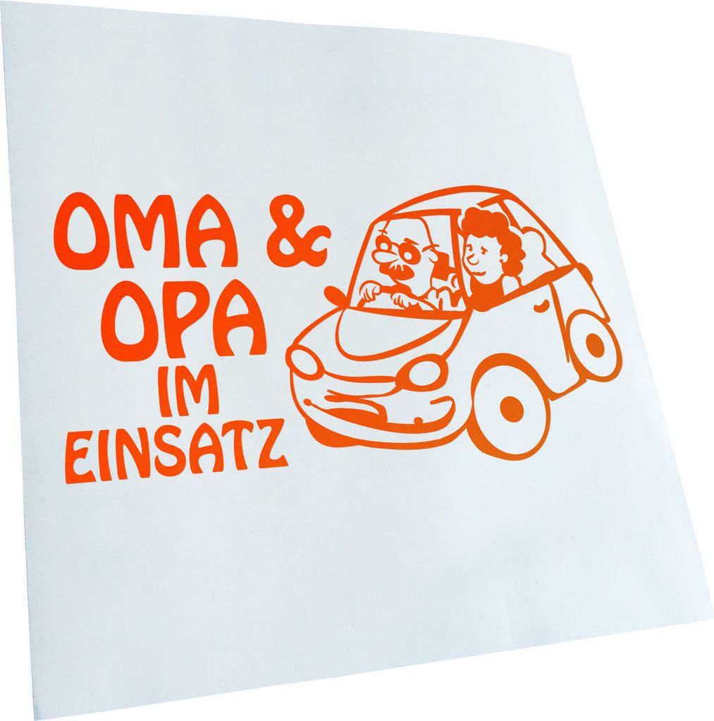Kiwistar - Autoaufkleber - Oma und Opa im Einsatz Kinder Boy Girl Heckscheibenaufkleber - Aufkleber für Auto Kfz Fahrrad, LKW, Truck Mofa