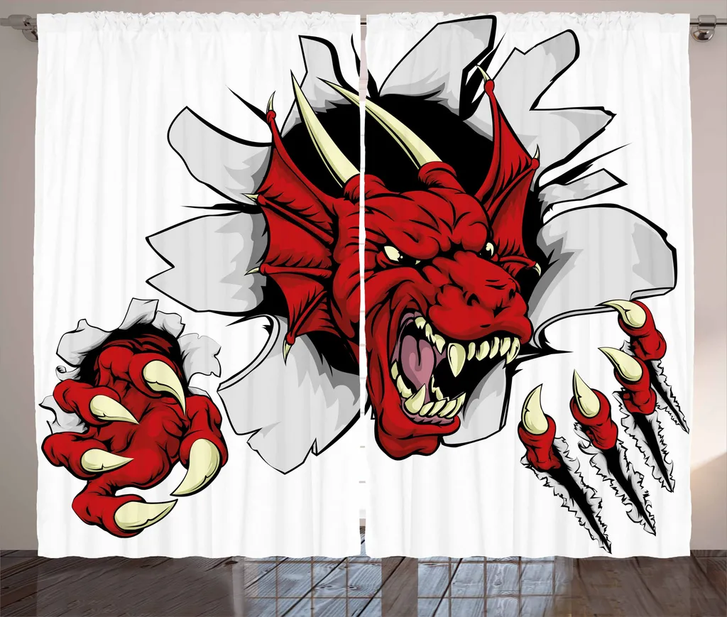 Rideau Dragon Pop Art 280x225 cm : Cachez vos vis-à-vis avec style