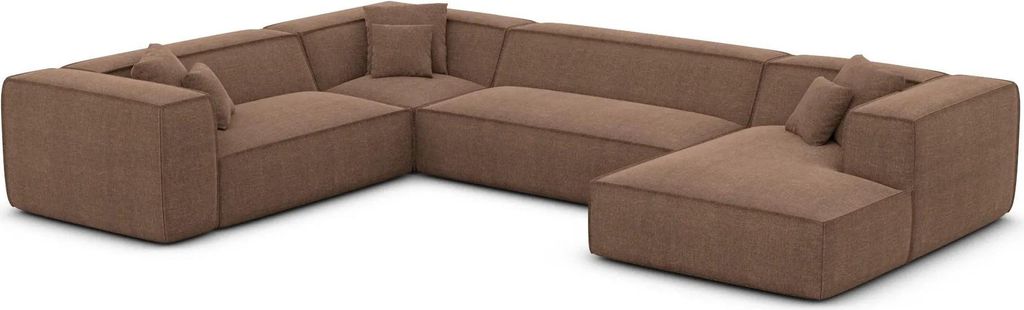 Strukturstoff U-Form XXL Wohnlandschaft Arelia Braun Rechts
