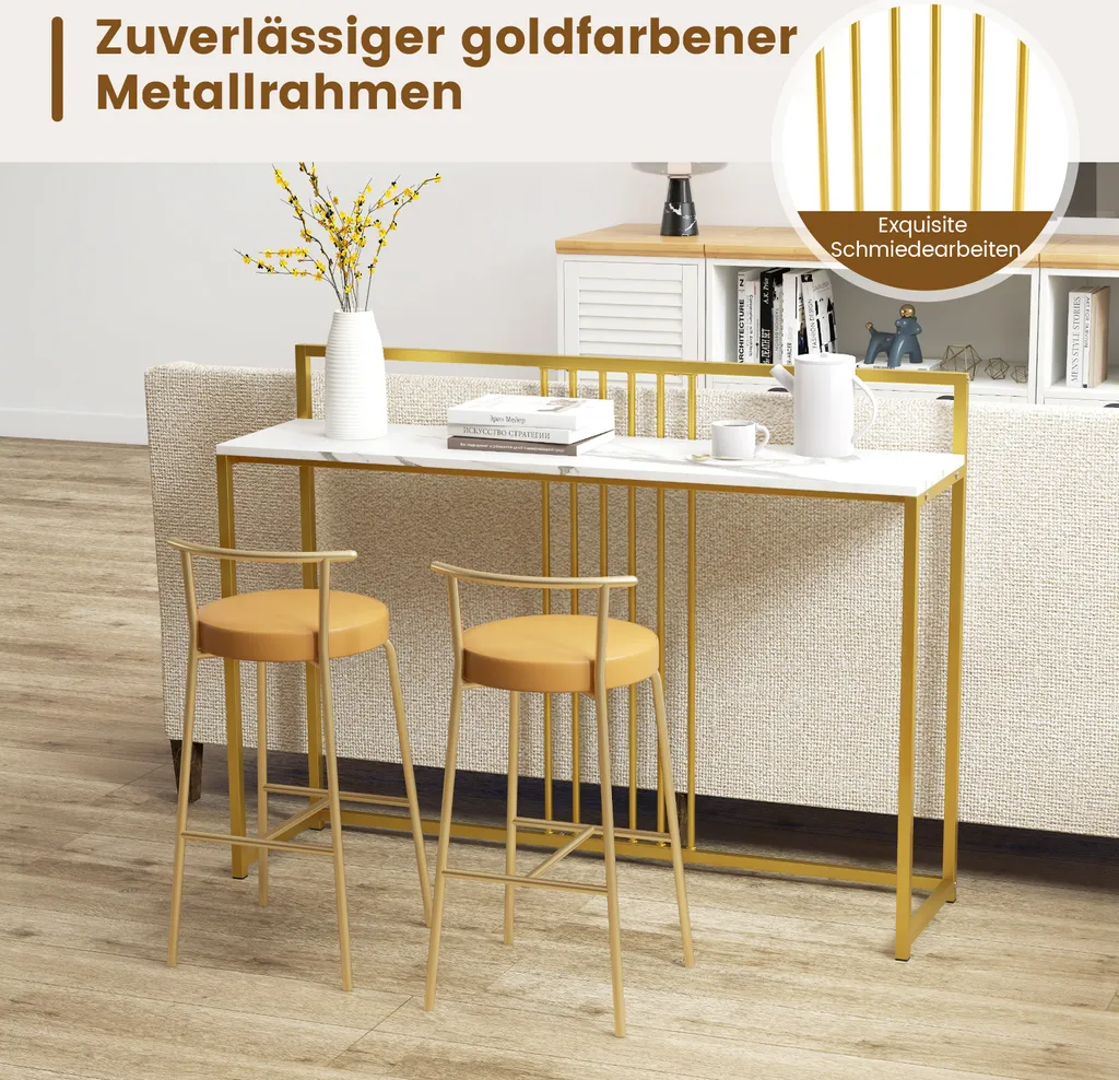 COSTWAY Consolle Marmo e Oro 120cm - Tavolo Ingresso Moderno Design - 5