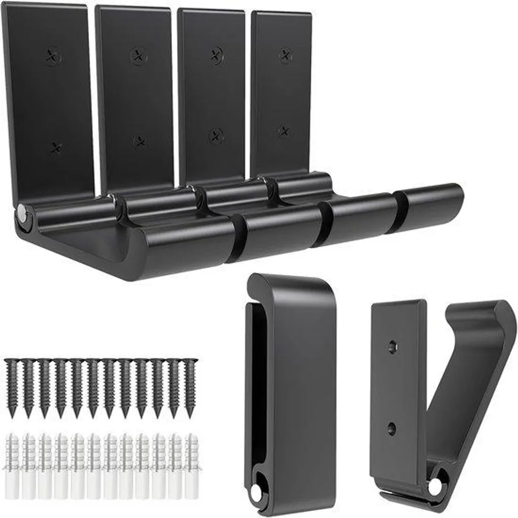 Lot de 6 crochets de vestiaire rabattables noirs en aluminium robuste