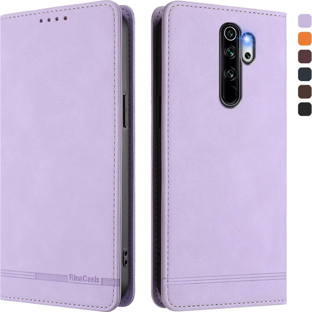 Hülle für Xiaomi Redmi Note 8 Pro, Retro Kunstleder Ständer Klapphülle mit Kartenfächer und Magnetische Violett