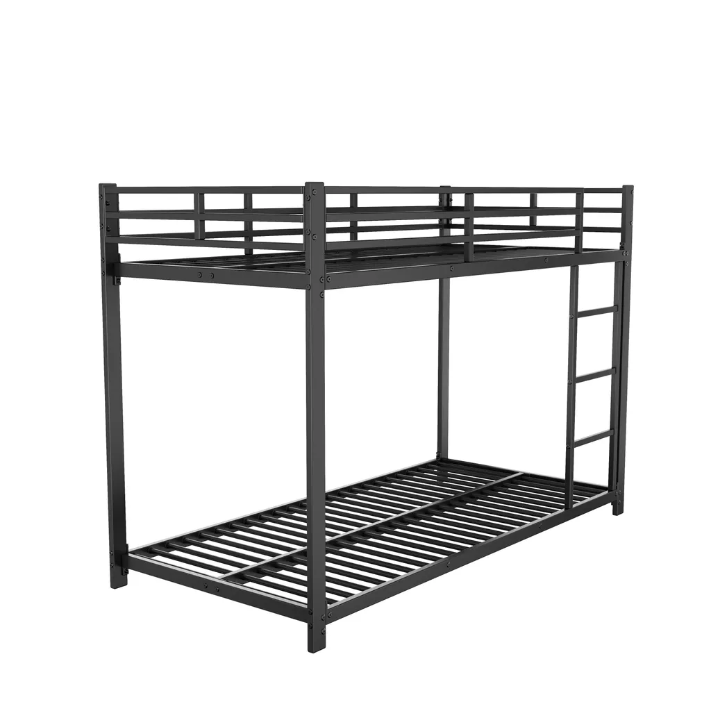 Lit Superposé en Fer Classique Noir 90x200 cm : Structure Stable et Durable - 9