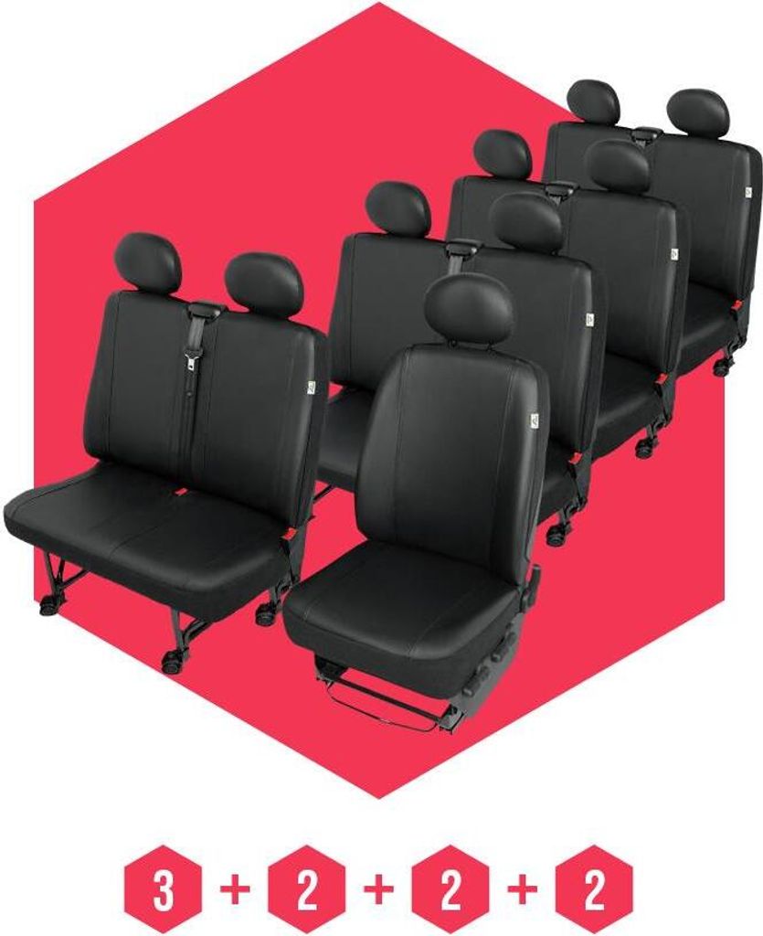 Sitzbezüge für VW T6 (15-) 9 Sitze SET Autositzbezüge Schonbezüge