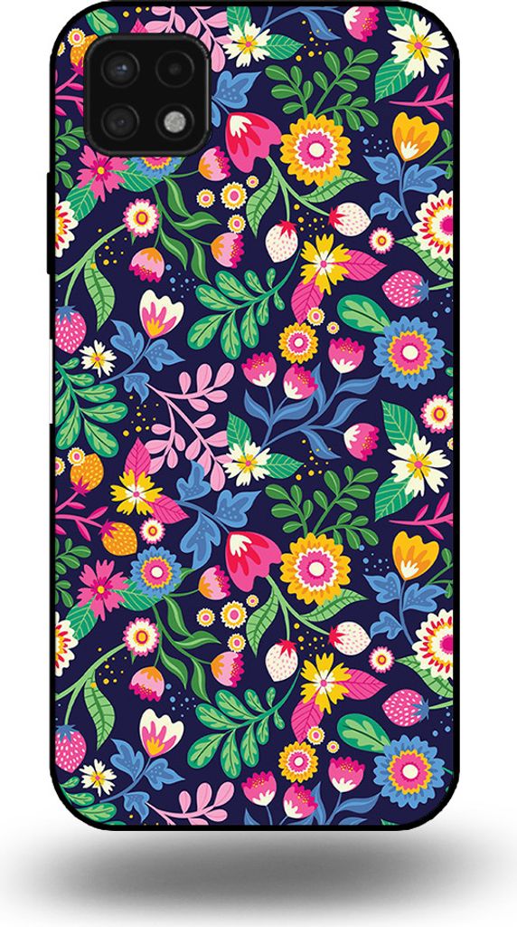 Smartphonica Handytasche passend für Samsung Galaxy A22 5G mit Blumendruck - TPU Back Cover Case Blumendesign