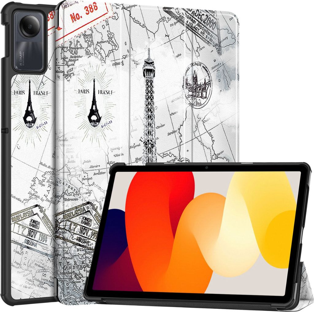 Case2go - Hülle kompatibel mit Xiaomi Redmi Pad SE (2023) - Auto/Wake-Funktion - TPU Kunstleder Tablet Case Schutzhülle - Eiffelturm