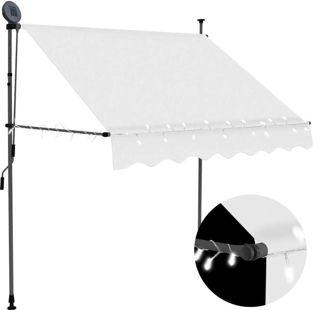 Einziehbare Markise Handbetrieben mit LED 200 cm Creme