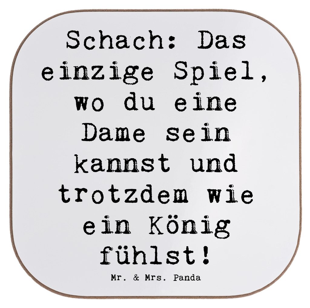 Mr. & Mrs. Panda Tischschoner Spruch Schach Dame und König - Weiß - Geschenk, Flaschenuntersetzer, Sportler, Denksport, Logikspiel, Geschenke, Te...