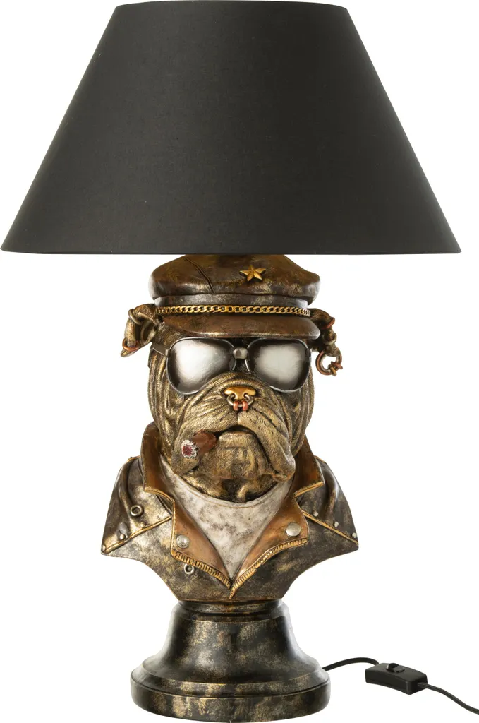 J-Line Lampe de Table Bulldog en Polyrésine Antique Marron - Déco Chic