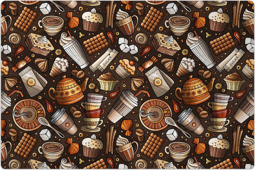 Küchenmatte 60x90 cm Vinylmatte Bodenmatte Dekoration - Kaffee Cafe Tee