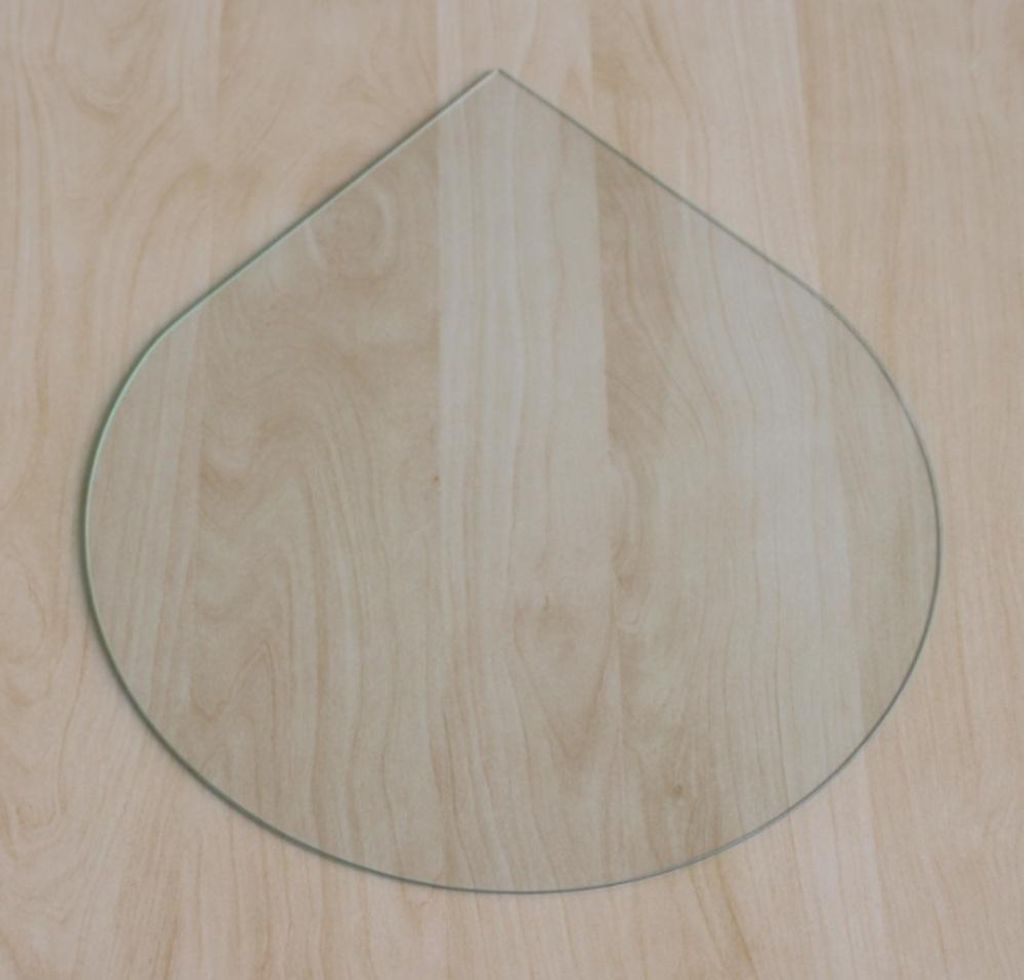 Tropfen 125cm- Funkenschutzplatte Kaminbodenplatte Glasplatte