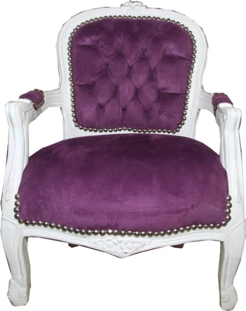Casa Padrino Chaise Baroque pour Enfants Lilas et Blanc Luxe