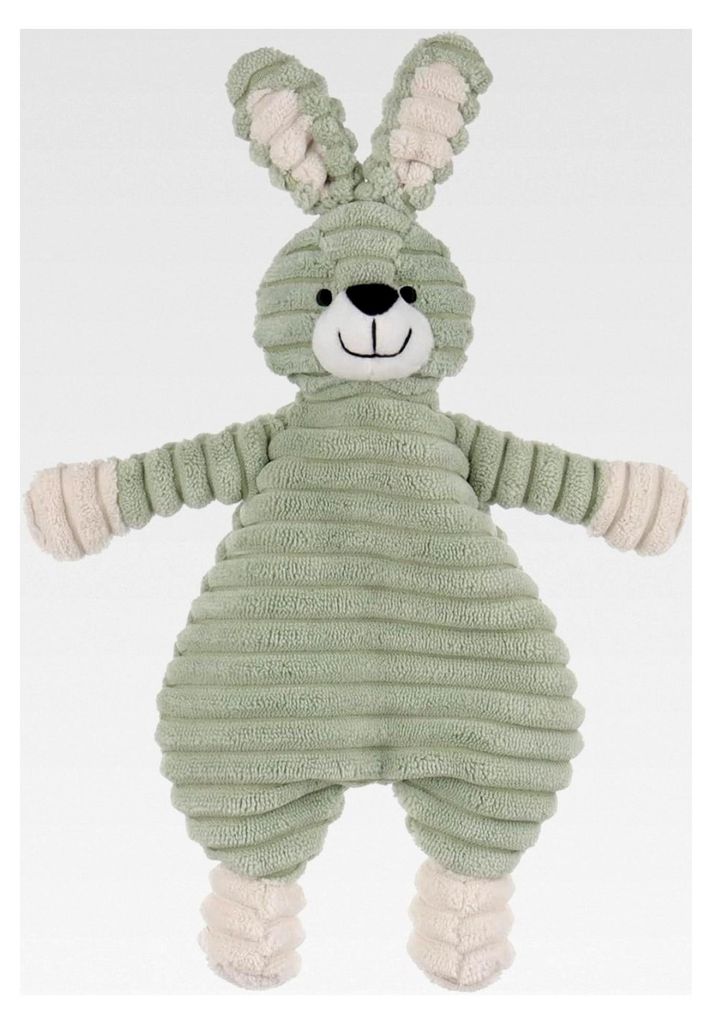 Grünes Cord-Hase Schmusetuch Sicherheitsdecke für Babys, Plüsch Schnuffeltuch, Beruhigungstuch für Jungen und Mädchen, 30 cm